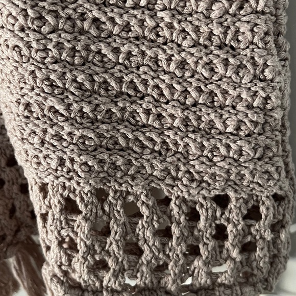 Aerie Tan Crochet Knit Fringe Crop Tank Top fringe Sz XS - Picture 4 of 5